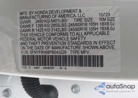 2023 Honda Passport Awd Trailsport from USA, damaged, VIN 5FNYF8H68PB043229